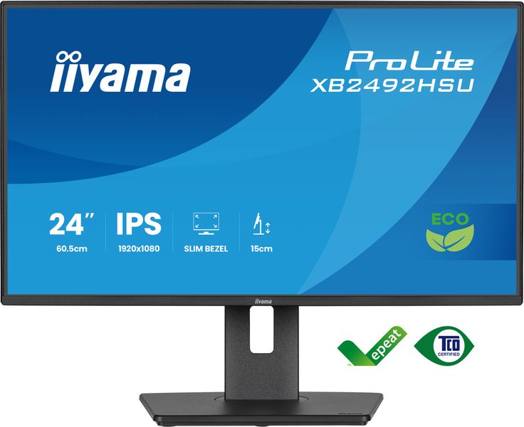 24" iiyama XB2492HSU-B1:IPS,FHD,HDMI,DP,green,HAS