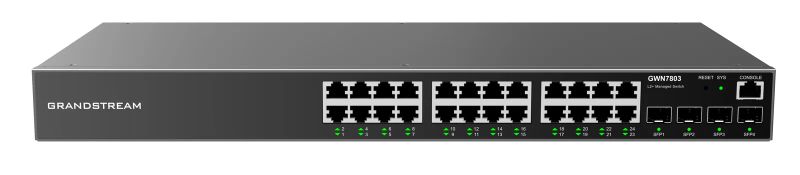 Grandstream GWN7803 L2+ Managed Network Switch 24x 1Gb RJ45, 4x SFP, DHCP, QoS, VLAN