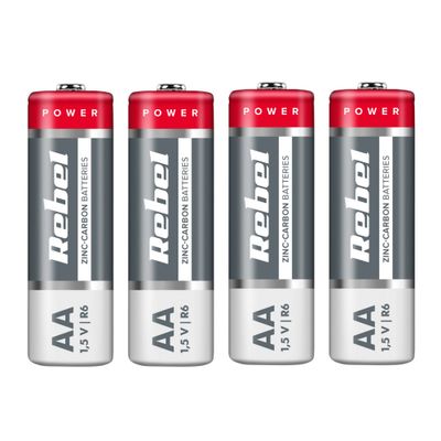 Baterie AA (R6) Zn-Cl REBEL 4 ks / shrink BAT0081