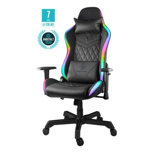 DELTACO GAM-080, RGB Herní židle černá