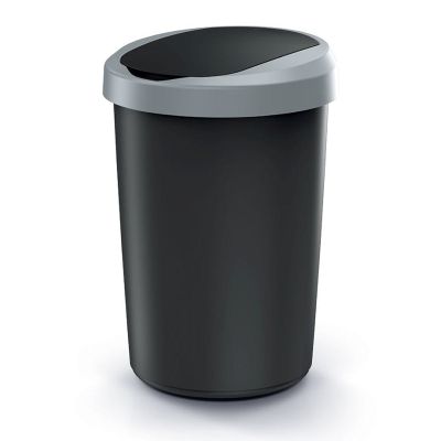 Koš odpadkový COMPACTA R FLAP černý se světle šedým víkem 40l