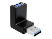 USB adaptér - USB typ A (M) do USB typ A (F) - USB 3.0 - konektor 270° - černá