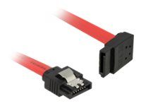 Kabel SATA - Serial ATA 150/300/600 - SATA (M) do SATA (M) - 50 cm - opatřený západkou, levý úhlový konektor - červená