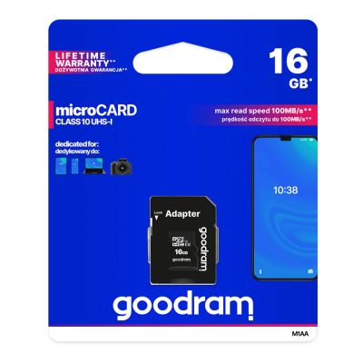 Karta paměťová GOODRAM microSD 16 GB s adaptérem