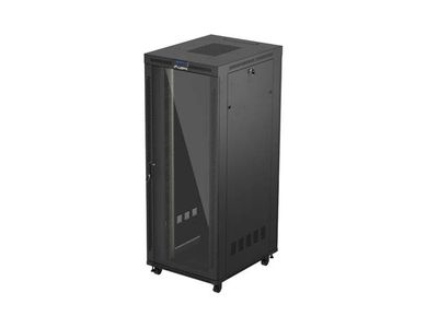 19" Volně stojící racková skříň 42u/800x1000 (flat pack) s prosklenými dveřmi lcd černá lanberg V2