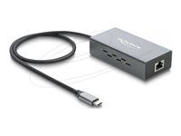 Delock - USB adaptér - USB-C (M) do RJ-45 (F) - podpora Gigabit Ethernet, USB Power Delivery - antracit