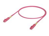 Patch kabel - LC/UPC multi-mode (M) do LC/UPC multi-mode (M) - 1 m - 2 mm - optické vlákno - duplex - OM4 - neobsahuje halogen, vnitřní - rùžová (balení 50)