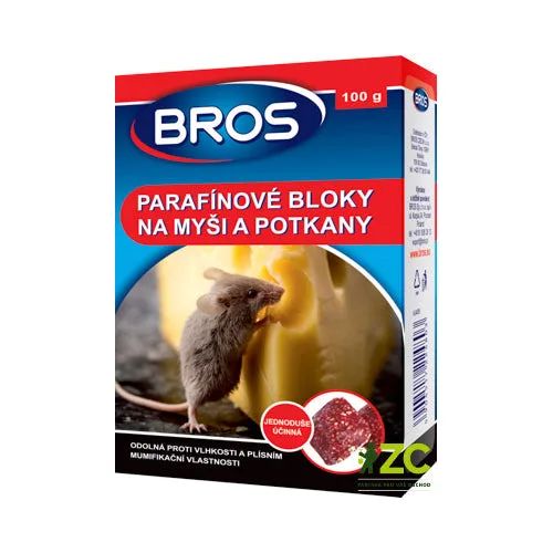 Parafínové bloky pro myši, potkany BROS 100g