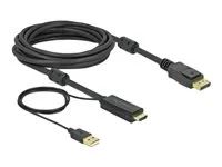 Kabel video/audio - HDMI, USB (pouze napájení) s piny (male) do DisplayPort s piny (male) - 5 m - trojnásobně stíněný - černá - podporuje 4K