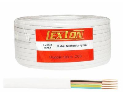 Kábel telefónny 6 žilový biely CCS pomedený (100m) LX