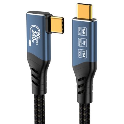 PremiumCord USB4™ Version2.0 80Gbps 16K@60Hz 240W Thunderbolt 3 a 4 kabel zahnutý 1,2m