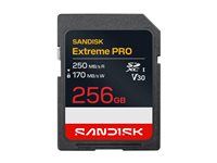 SanDisk Extreme PRO - Pametová karta flash - 256 GB - Video Class V30 / UHS-I - SDXC UHS-I