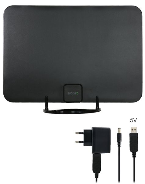 EVOLVEO Xany 2A, 230/5V, aktivní pokojová anténa FM/DAB+/DVB-T2, filtr LTE,4G,5G