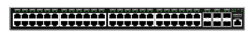 Grandstream GWN7816 L3 Managed Network Switch, 48 portů / 6 SFP+, VLAN, DHCP, Stacking