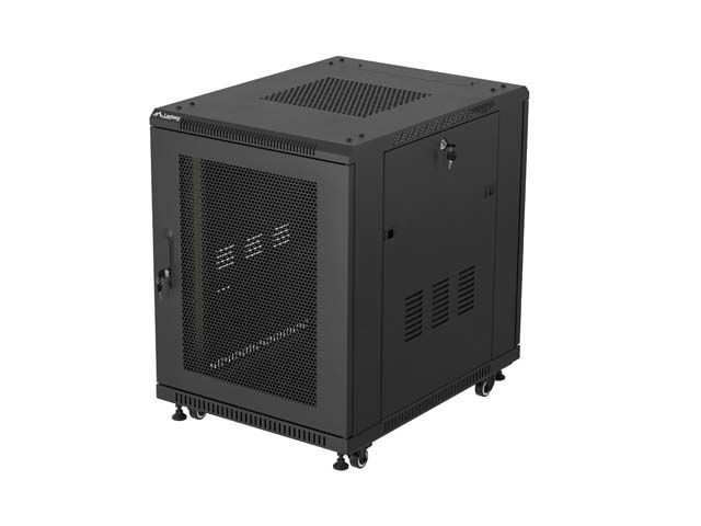 19" Volně stojící racková skříň 15u/600x800 (flat pack) se síťovými dveřmi černá lanberg