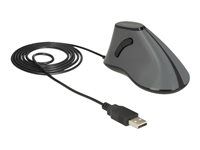 Vertikální myš - ergonomický - pravák - optický - 5 tlačítka - kabelové - USB - šedá, černá - maloobchod