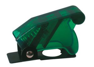 Přepínač páčkový ochranný kryt - transp. zelená