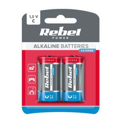 Baterie C (R14) alkalická REBEL EXTREME Alkaline Power 2ks / blister BAT0093B