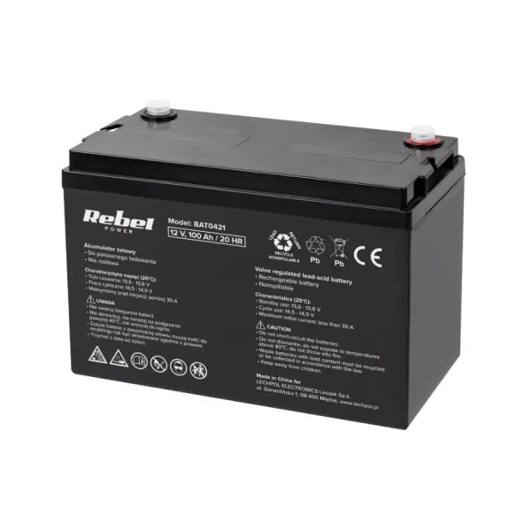 Olověná baterie 12 V 100 Ah REBEL BAT0421