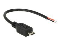 Elektrický kabel - obnažený drát do Micro-USB typ B (pouze napájení) (M) - 10 cm - černá