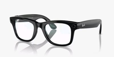 Meta Ray-Ban Gen1 Wayfarer, Shiny Black, Clear (Large)