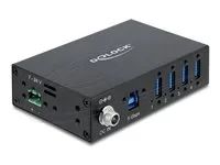 Delock - Rozbocovac - prumyslový, 5 Gbps, s ochranou ESD 8 kV - 4 x SuperSpeed USB 3.0 - lze montovat na konzolu DIN, pro pripevnení na zed