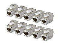 Konektor keystone - shielded, 180°, toolless - CAT 6a - STP - RJ-45 - stříbrná - kompatibilní s TAA (balení 10)