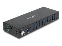 Delock - Rozbocovac - prumyslový, 5 Gbps, s ochranou ESD 8 kV - 10 x SuperSpeed USB 3.0 - lze montovat na konzolu DIN, pro pripevnení na zed