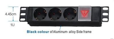 10" napájecí panel OC 3x230V-2m PPO Black
