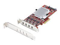 Startech 4-Port USB Type-C PCIe Card, USB-C 10Gb, 4x Controllers, TAA - USB adaptér - PCIe 3.0 x4 nízký profil - USB-C 3.2 Gen 2 x 4 - kompatibilní s TAA