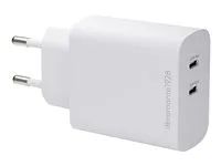 Síťový adaptér - 45 Watt - Apple 2.4A, PD/PPS, PD 2.0, PD 3.0, QC 2.0, QC 3.0, AFC, SCP, Fast Charge - 2 výstupní konektory (USB-C) - bílá - Evropa
