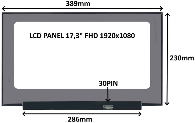 LCD PANEL 17,3" FHD 1920x1080 30PIN MATNÝ IPS / BEZ ÚCHYTŮ