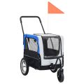 vidaXL Vozík pro domácí zvířata na kolo/ běh 2-v-1, šedo modrý