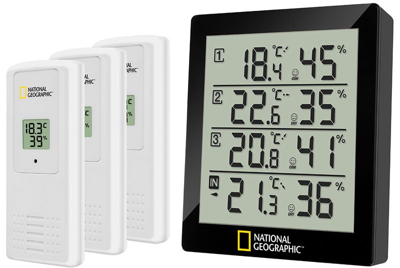 Thermohigrometr Bresser National Geographic 4 wyniki pomiarów, černá