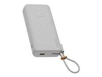 Power banka - built-in cable - 20000 mAh - 30 watt - Super Charge, PD - 3 výstupní konektory (2 x USB-C, USB) - ledová, bílá