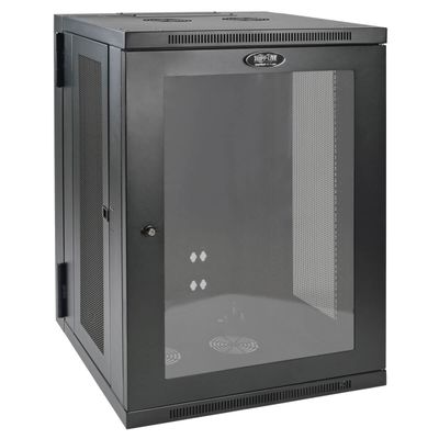 Skříň SmartRack 18U, Š=600mm, Hl=550mm, hloubka pro přepínače, prosklené dveře, montáž na stěnu