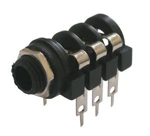 Zdířka 6.3 stereo panel plast + 3 vypínací kontakty