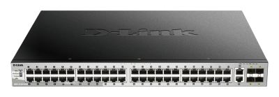 D-Link DGS-3130-54PS L3 Stck. Mng. PoE switch, 48x GbE PoE+, 2x 10G RJ-45, 4x 10G SFP+, PoE 370W