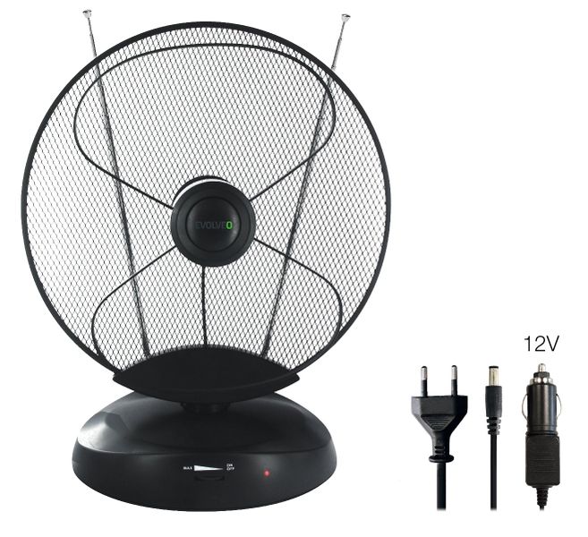 EVOLVEO Xany 4, 230/12V, aktivní pokojová anténa FM/DAB+/DVB-T2, filtr LTE,4G,5G