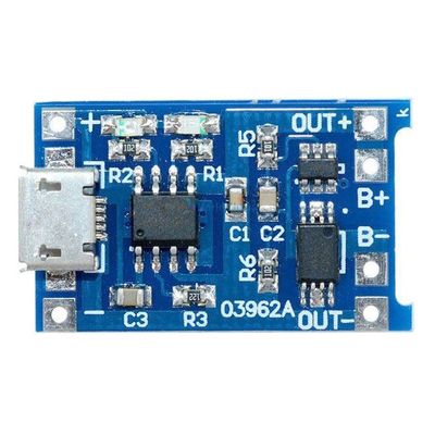 Nabíječka Li-Ion článku 1A s ochranou, modul s IO TP4056 (micro USB)