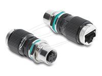 Delock - Sítový adaptér - 4 piny M12-D (F) do RJ-45 (F) - odstínený - CAT 5e - cerná