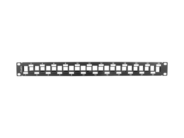 Lanberg 24portový patch panel s organizérem pro keystone moduly černý