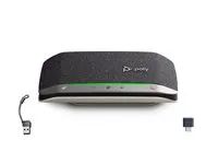 HP Poly Sync 20+ - Chytrý telefon - Bluetooth - kabelové, bezdrátový - USB-A - stríbrná, cerná - certifikováno pro Microsoft Teams, certifikováno pro Zoom