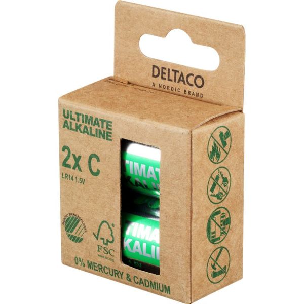 DELTACO ULTIMATE, Baterie alkalické C LR14 2ks