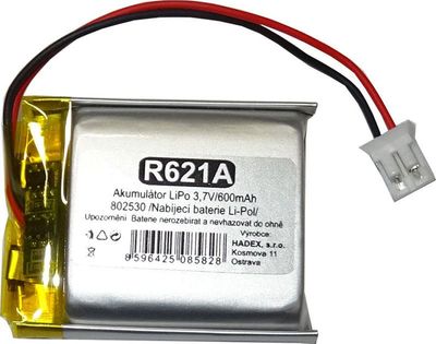 Nabíjecí baterie LiPo 3,7V/ 600mAh 802530 HADEX