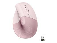 Vertikální myš - ergonomický - optický - 6 tlačítka - bezdrátový - Bluetooth, 2.4 GHz - USB přijímač Logitech Logi Bolt - rùžová