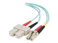 Síťový kabel - SC několik režimů (M) do multirežim LC (M) - 15 m - 15 m - optické vlákno - duplex - 50 / 125 mikron - OM3 - neobsahuje halogen - vodě - barva