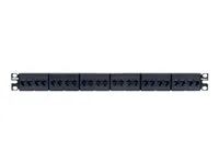 Propojovací panel - CAT 6 - černá - 1U - 19" - 24 porty