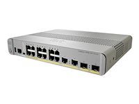 Cisco Catalyst 3560CX-12PC-S - Prepínac - rízený - 12 x 10/100/1000 (PoE+) + 2 x kombinace Gigabit SFP - desktop, Lze montovat do rozvadece, lze montovat na konzolu DIN, pro pripevnení na zed - PoE+ (240 W) - repasováno