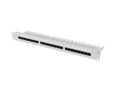 Lanberg patch panel 24 portů 1U 19" CAT.6A utp s policí šedý
